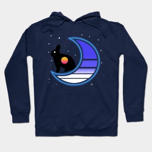 Synthwave Rabbit in the Moon (transparent) Hoodie